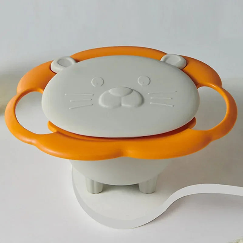 360-degree gyro bowl for kids with spill-proof rotating design”