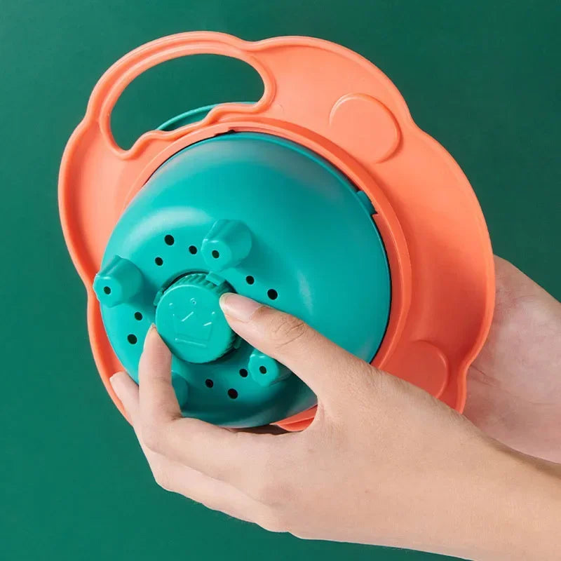 360-degree gyro bowl for kids with spill-proof rotating design”
